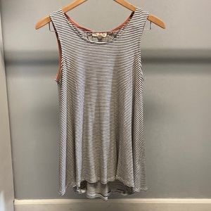 Hem & Thread size S Baby doll High/Low tank Black/white striped